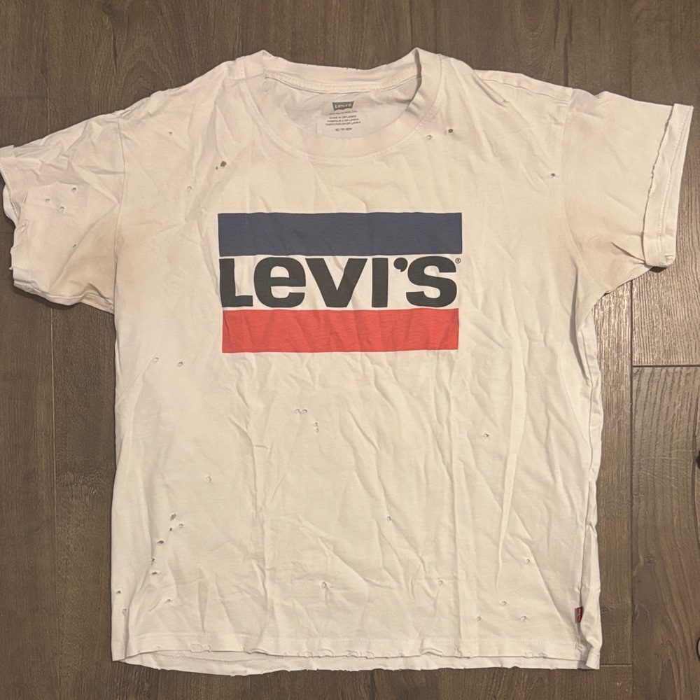 Levi's White Tee with Blue and Red Logo